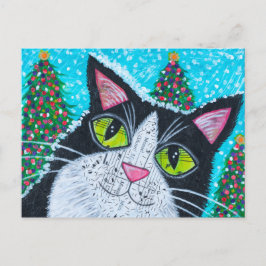 kerst Tuxedo Cat Briefkaart