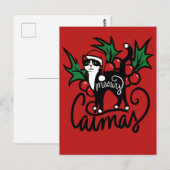 Kerst Tuxedo Kat Briefkaart (Voorkant / Achterkant)