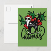 Kerst Tuxedo Kat Briefkaart (Voorkant / Achterkant)