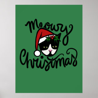 Kerst Tuxedo Kat Poster