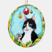 Kerst Tuxedo Kattenmuis Winter ornament (Links)