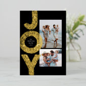 Kerst twee foto gespikkeld goud zwart modern folie feestdagenkaart (Staand Voorkant)