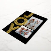 Kerst twee foto gespikkeld goud zwart modern folie feestdagenkaart (Gedraaid)