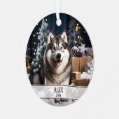 Kerst twee foto huisdier metalen ornament (Voorkant links)