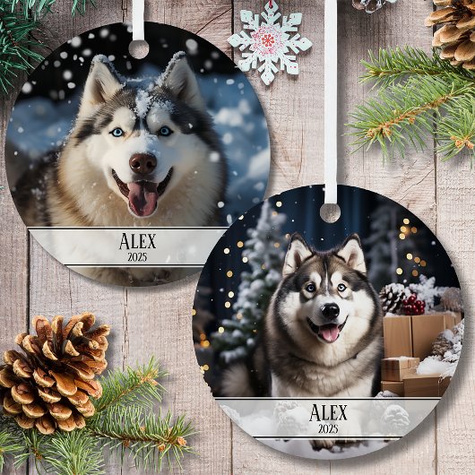 Kerst twee foto huisdier metalen ornament