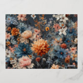 Kerst twee foto retro bloemig folie feestdagen briefkaart (Achterkant)