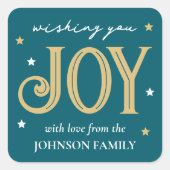 Kerst Typografie Aangepaste Naam Turkoois Vierkante Sticker (Voorkant)