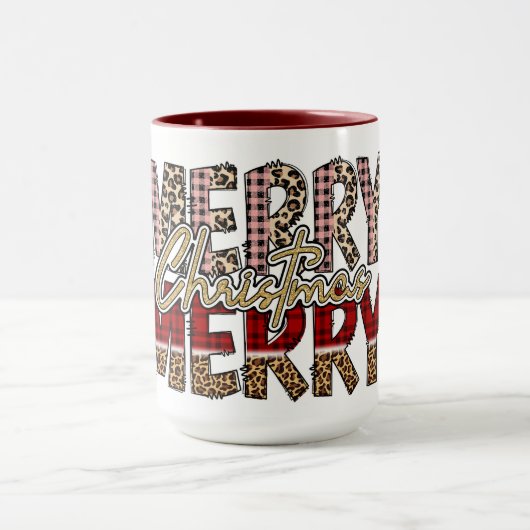 Kerst Typografie Merry Merry Christmas Mok (Midden)