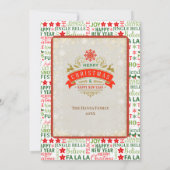Kerst Typografie Rood & Groen Naadloos Patroon Kaart (Achterkant)