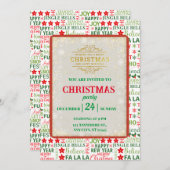 Kerst Typografie Rood & Groen Naadloos Patroon Kaart (Voorkant / Achterkant)