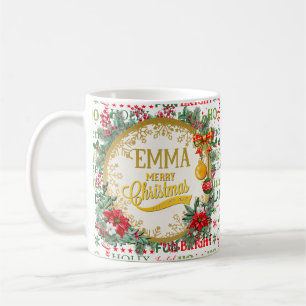 Kerst Typografie Rood & Groen Naadloos Patroon Koffiemok