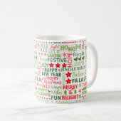 Kerst Typografie Rood & Groen Naadloos Patroon Koffiemok (Voorkant rechts)