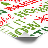 Kerst Typografie Rood & Groen Naadloos Patroon Perfect Poster (Hoek)