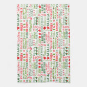 Kerst Typografie Rood & Groen Naadloos Patroon Theedoek (Verticaal)