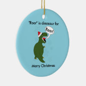 Kerst Tyrannosaurus Rex Dinosaurus Blauw Custom Keramisch Ornament (Rechts)