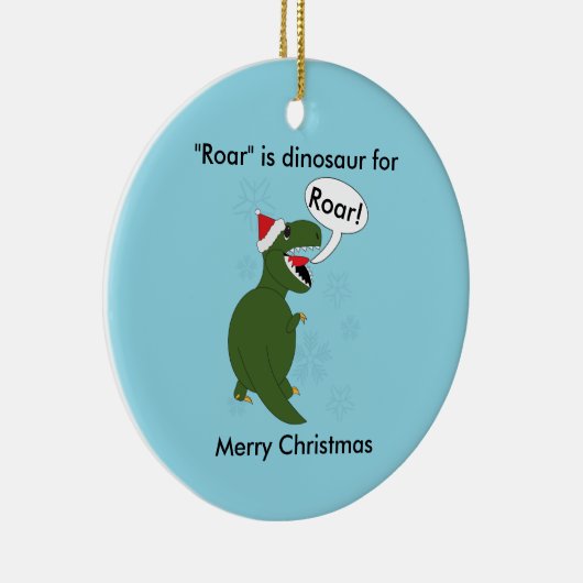 Kerst Tyrannosaurus Rex Dinosaurus Blauw Custom Keramisch Ornament (Rechts)