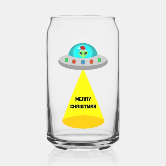 Kerst UFO Ho Alien vliegende schotel Custom Blikvorm Glas (Voorkant)