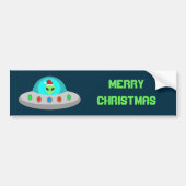 Kerst UFO Ho Alien vliegende schotel Custom Bumpersticker (Voorkant)