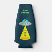 Kerst UFO Ho Alien vliegende schotel Custom Flesjeskoeler (Voorkant)