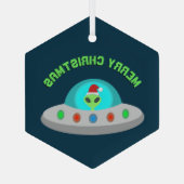 Kerst UFO Ho Alien vliegende schotel Custom Glas Ornament (Achterkant)