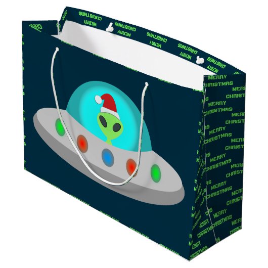 Kerst UFO Ho Alien vliegende schotel Custom Groot Cadeauzakje (Achterkant Gekanteld)