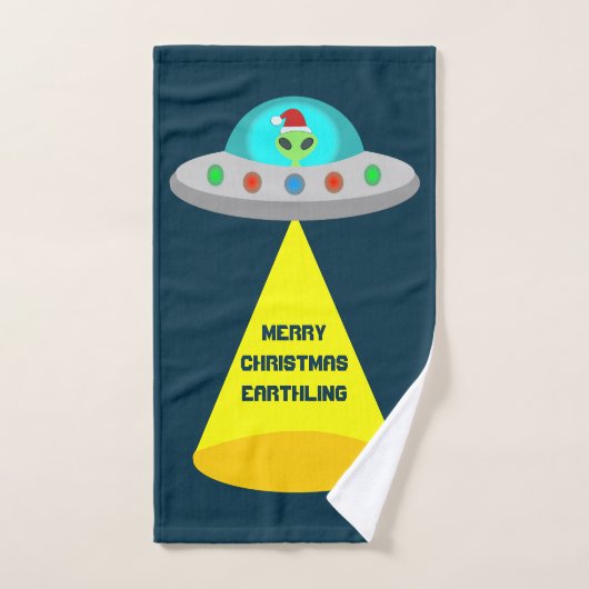 Kerst UFO Ho Alien vliegende schotel Custom Handdoek (Handdoek)