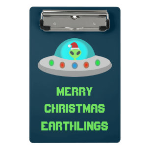 Kerst UFO Ho Alien vliegende schotel Custom Mini Klembord
