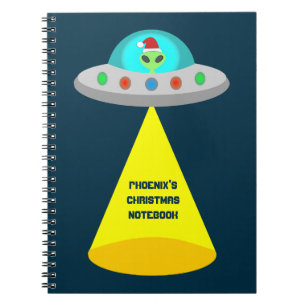Kerst UFO Ho Alien vliegende schotel Custom Notitieboek