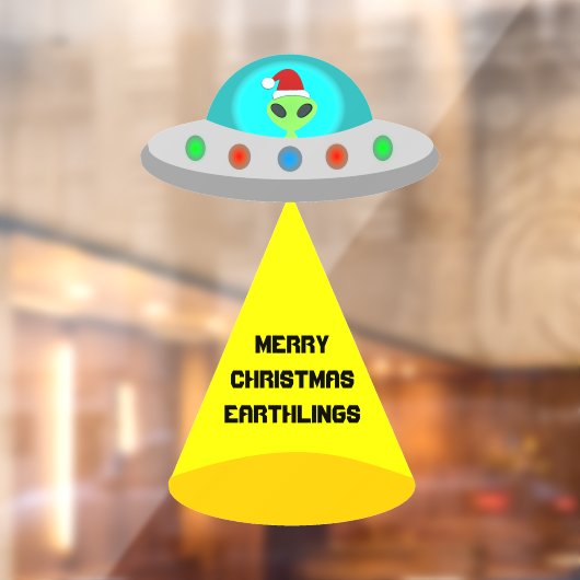 Kerst UFO Ho Alien vliegende schotel Custom Raamsticker (Vel 2)