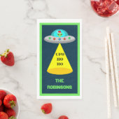 Kerst UFO Ho Alien vliegende schotel Custom Servet (Insitu)