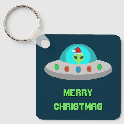 Kerst UFO Ho Alien vliegende schotel Custom Sleutelhanger (Voorkant)