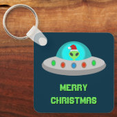 Kerst UFO Ho Alien vliegende schotel Custom Sleutelhanger (Voorkant)