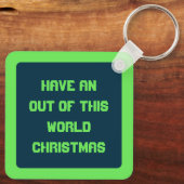 Kerst UFO Ho Alien vliegende schotel Custom Sleutelhanger (Achterkant)