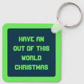 Kerst UFO Ho Alien vliegende schotel Custom Sleutelhanger (Achterkant)