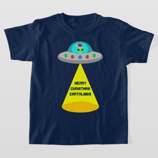 Kerst UFO Ho Alien vliegende schotel Custom T-shirt (Laagn)