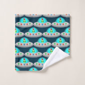 Kerst UFO Ho Alien vliegende schotel Patterned Bad Handdoek (Wasdoekje)