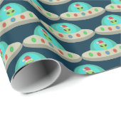 Kerst UFO Ho Alien vliegende schotel Patterned Cadeaupapier (Rol Hoek)