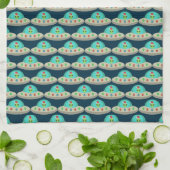 Kerst UFO Ho Alien vliegende schotel Patterned Theedoek (Gevouwen)