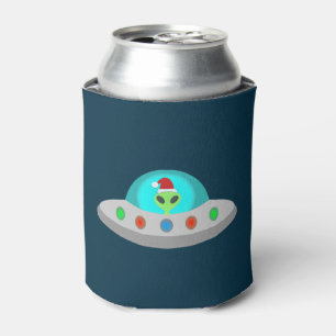 Kerst UFO Ho Ho Alien vliegende schotel Blikjeskoeler