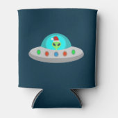 Kerst UFO Ho Ho Alien vliegende schotel Blikjeskoeler (Voorkant)