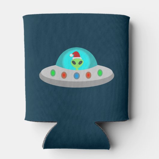 Kerst UFO Ho Ho Alien vliegende schotel Blikjeskoeler (Achterkant)