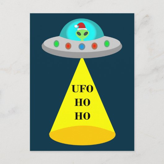 Kerst UFO Ho Ho Alien vliegende schotel Briefkaart (Voorkant)