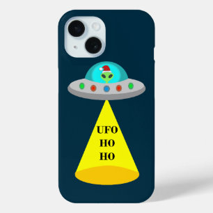 Kerst UFO Ho Ho Alien vliegende schotel iPhone 15 Case
