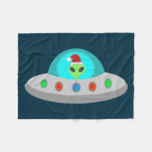 Kerst UFO Ho Ho Alien vliegende schotel Fleece Deken (Voorkant (Horizontaal))