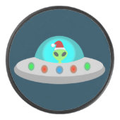 Kerst UFO Ho Ho Alien vliegende schotel Hockey Puck (Voorkant)