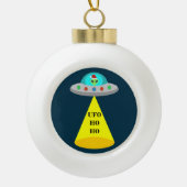 Kerst UFO Ho Ho Alien vliegende schotel Keramische Bal Ornament (Voorkant)