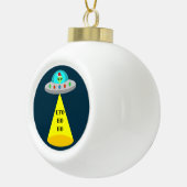 Kerst UFO Ho Ho Alien vliegende schotel Keramische Bal Ornament (Rechts)
