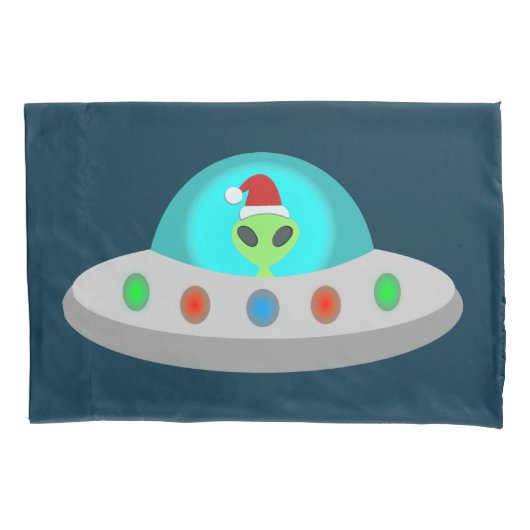 Kerst UFO Ho Ho Alien vliegende schotel Kussensloop (Voorkant)