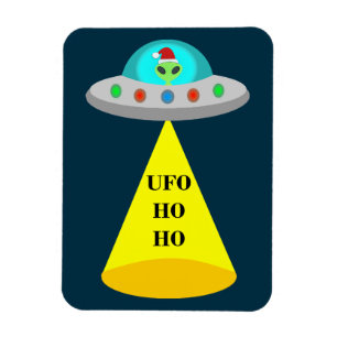 Kerst UFO Ho Ho Alien vliegende schotel Magneet
