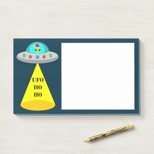 Kerst UFO Ho Ho Alien vliegende schotel Post-it® Notes (Op bureau)
